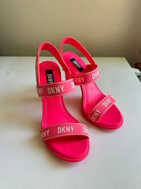 Neon Pink DKNY Balder High Heel Slingback Sandals Sz 7.5